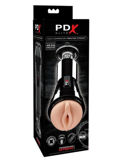 RECHARGEABLE COCK COMPRESSOR VIBRATING MASTURBATOR - PUSSY - VANILLA