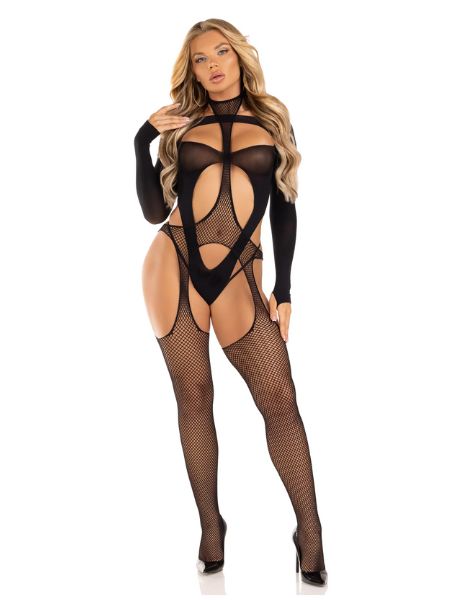 SUSPENDER BODYSTOCKING AND TEDDY SET