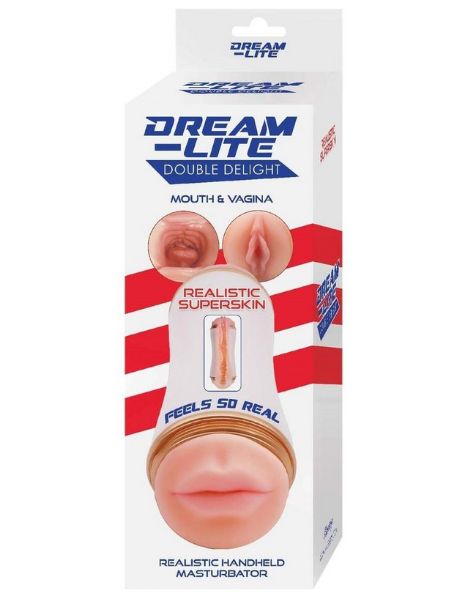 DUAL END REALISTIC MOUTH & VAGINA MASTORBATOR - VANILLA