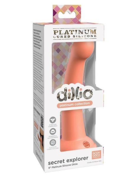 PLATINUM SECRET EXPLORER SILICONE DILDO 6 IN - ORANGE