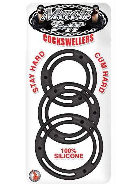 SILICONE COCK RINGS ( 3 PIECE SET ) - BLACK