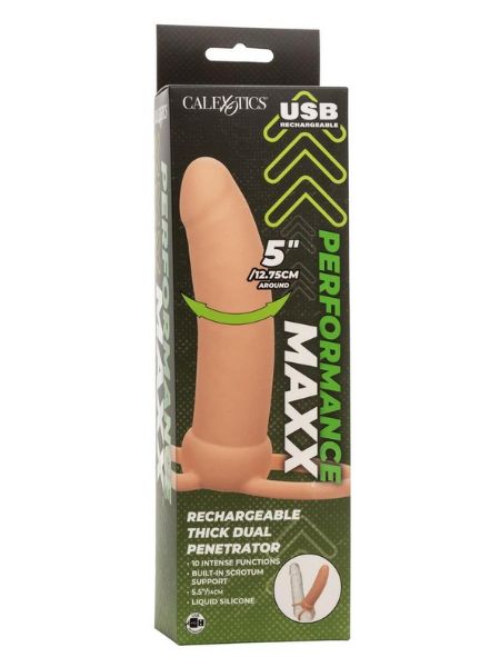 RECHARGEABLE SILICONE THICK DUAL PENETRATION EXTENDER - VANILLA