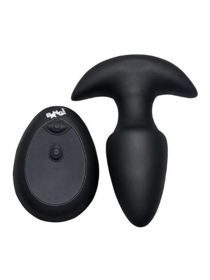 THRUSTING & VIBRATING RECHARGEABLE SILICONE BUTT PLUG - BLACK
