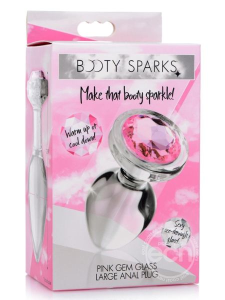 BOOTY SPARKS PINK GEM GLASS ANAL PLUG