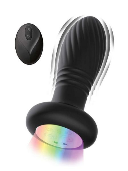 THRUSTING RECHARGEABLE LIGHT-UP SILICONE PLUG WITH REMOTE CONTROL
