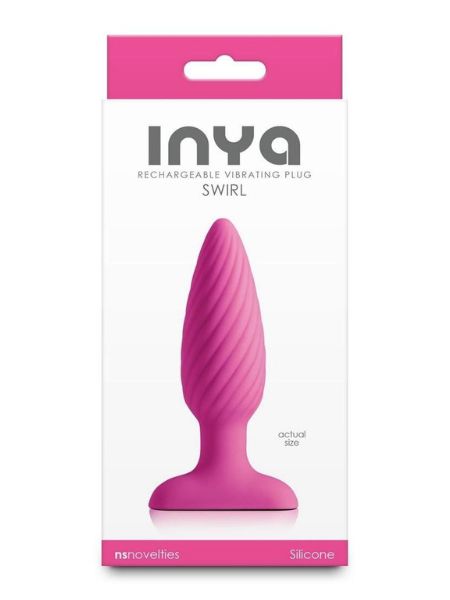 RECHARGEABLE SILICONE RIBBED ANAL PLUG - PINK