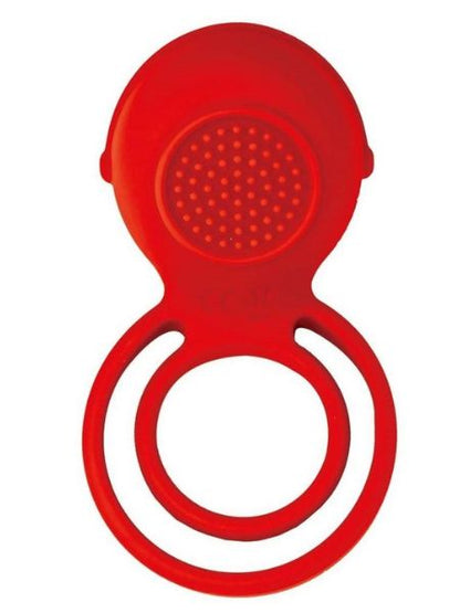 VIBRATING RECHARGEABLE SILICONE COCK RING - RED