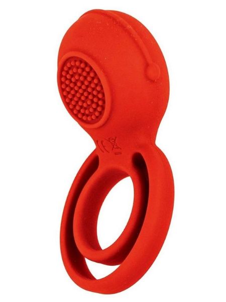 VIBRATING RECHARGEABLE SILICONE COCK RING - RED