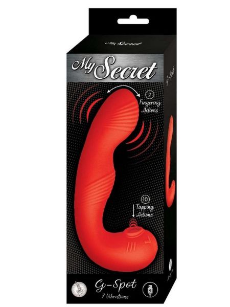 G-SPOT RECHARGEABLE SILICONE VIBRATOR WITH CLITORAL STIMULATOR - RED