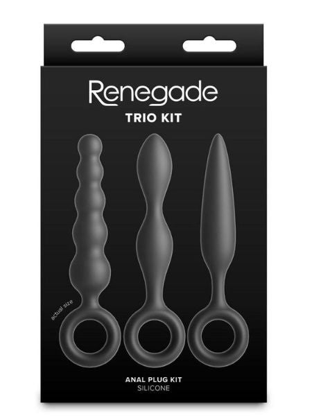 SILICONE ANAL PLUG SET ( 3 PIECE ) - BLACK