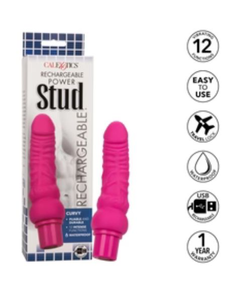 RECHARGEABLE POWER STUD CURVE SILICONE VIBRATING DONG