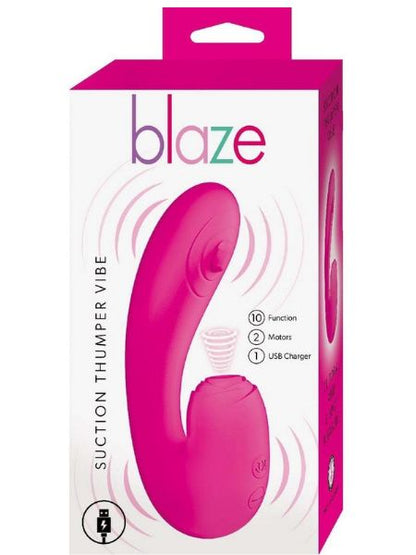 SUCTION THUMPER RECHARGEABLE SILICONE VIBRATOR CLITORAL STIMULATOR - PINK