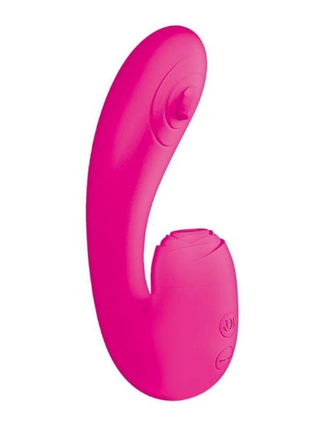 SUCTION THUMPER RECHARGEABLE SILICONE VIBRATOR CLITORAL STIMULATOR - PINK