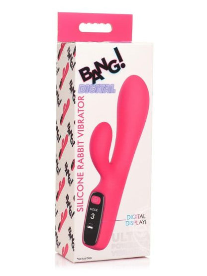 DIGITAL RECHARGEABLE SILICONE RABBIT VIBRATOR - PINK