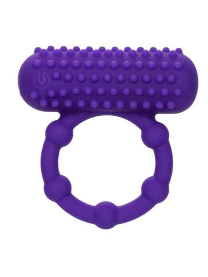 SILICONE RECHARGEABLE 5 BEAD MAXIMUS COUPLES RING - PURPLE