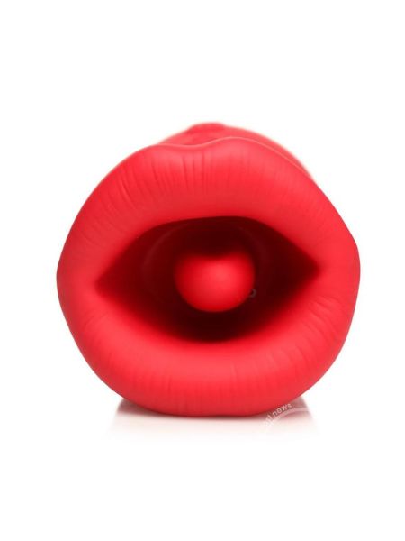 KISSING, SUCKING & VIBRATING RECHARGEABLE SILICONE CLITORAL VIBRATOR - RED