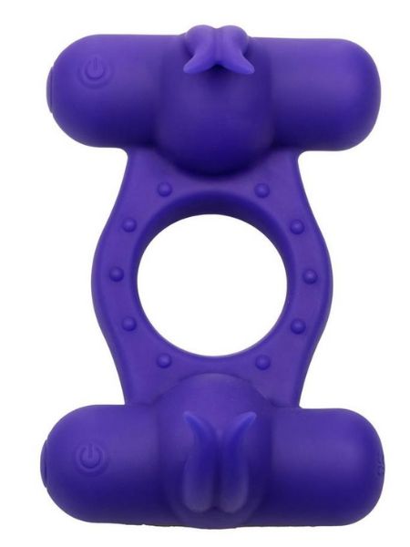 COUPLE'S ENHANCERS SILICONE RECHARGEABLE TRIPLE ORGASM ENHANCER - PURPLE