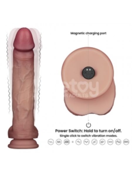 VIBRATING SLIDING SKIN SILICONE DONG WITH REMOTE CONTROL - 10 IN