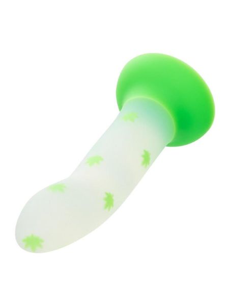 GLOW IN THE DARK DILDO WITH SUCTION BASE - GREEN LEAF