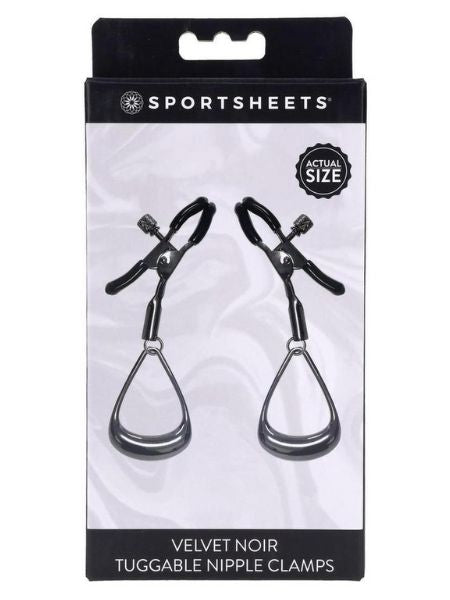 VELVET NOIR TUGGABLE NIPPLE CLAMPS - BLACK