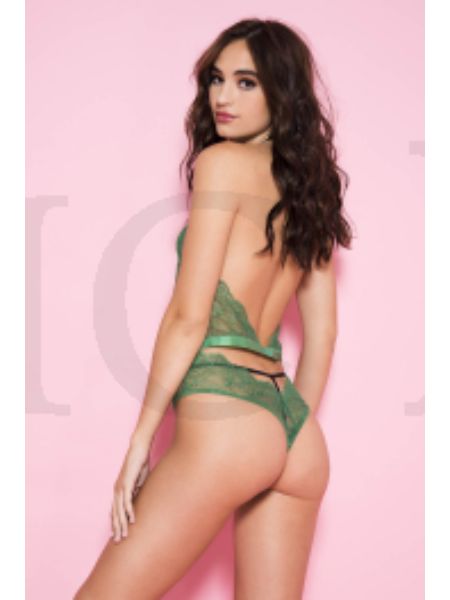 HALTER LACE TEDDY WITH WAISTBAND AND A CHEEKY BACK