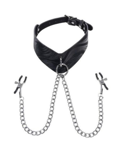 VELVET NOIR COLLAR & REMOVABLE CLAMPS - BLACK