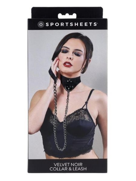 VELVET NOIR COLLAR & LEASH - BLACK