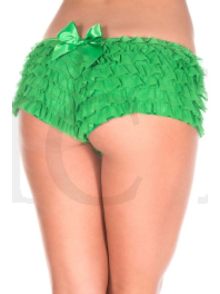 SOFT RUFFLED SHORTS WITH BACK SATIN BOW