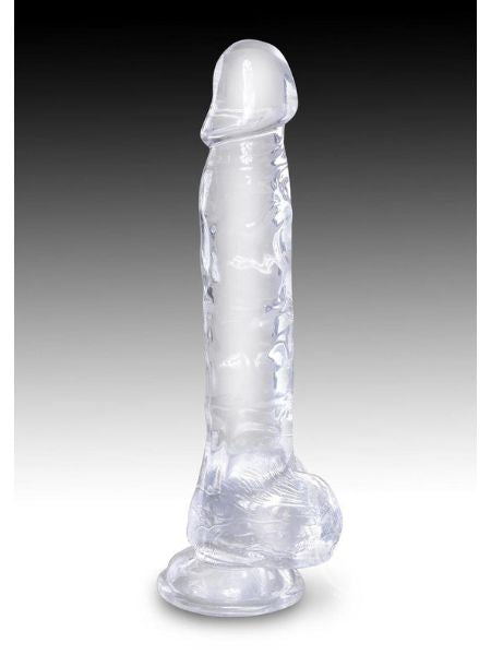 CLEAR DILDO WITH BALLS 8 INCH