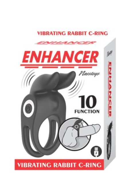 VIBRATING RABBIT  RECHARGEABLE COUPLE RING - BLACK