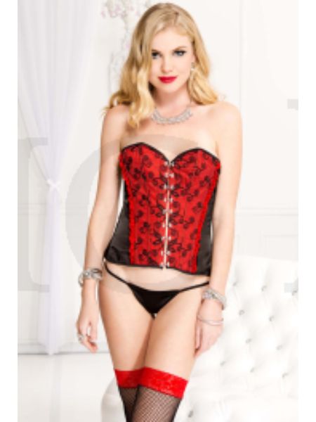 CORSET WITH BONING HOOK AND FRONT CLOSURE , LACE UP BACK AND G-STRING