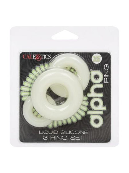 GLOW IN THE DARK LIQUID SILICONE 3 RING SET - WHITE