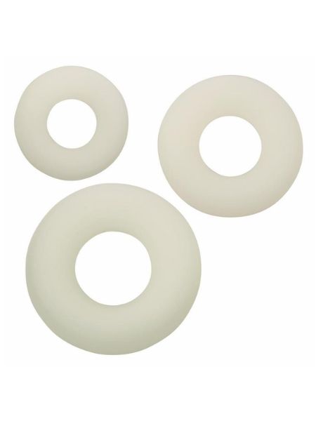 GLOW IN THE DARK LIQUID SILICONE 3 RING SET - WHITE