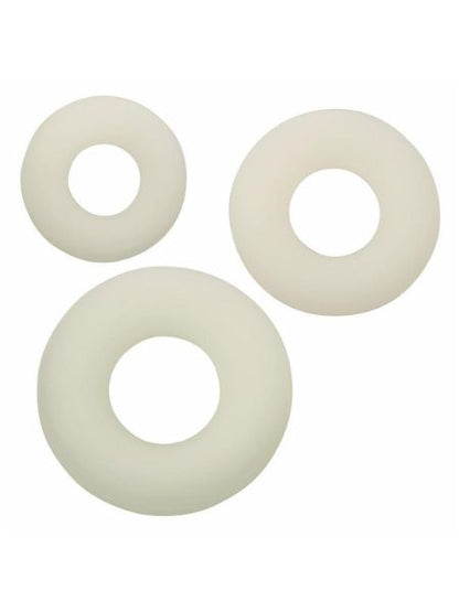 GLOW IN THE DARK LIQUID SILICONE 3 RING SET - WHITE