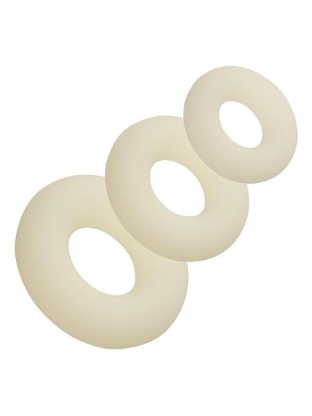GLOW IN THE DARK LIQUID SILICONE 3 RING SET - WHITE