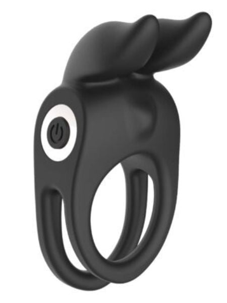 VIBRATING RABBIT  RECHARGEABLE COUPLE RING - BLACK