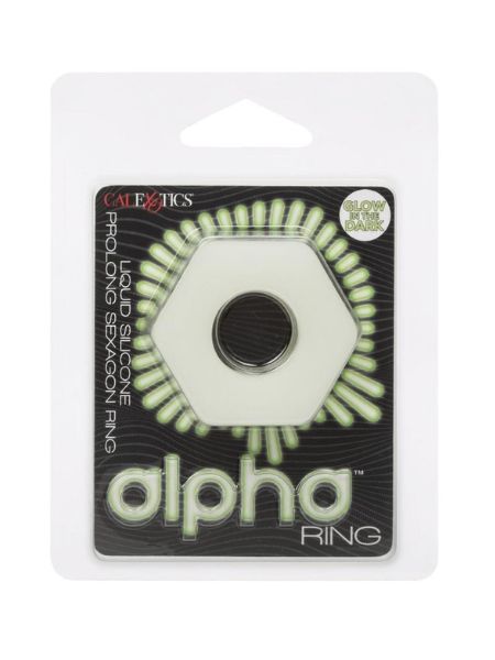 GLOW IN THE DARK LIQUID SILICONE SEXAGON RING - WHITE
