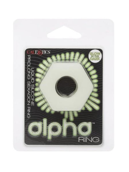 GLOW IN THE DARK LIQUID SILICONE SEXAGON RING - WHITE