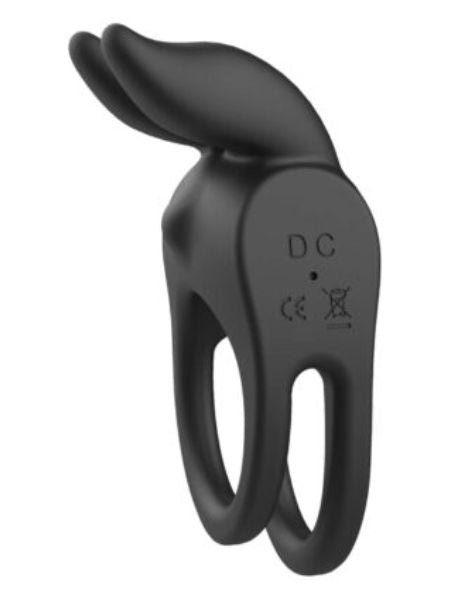 VIBRATING RABBIT  RECHARGEABLE COUPLE RING - BLACK