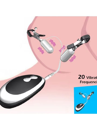 VIBRATING NIPPLE CLAMPS WITH REMOTE CONTROL - BLACK