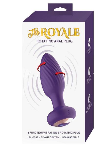 ROTATING ANAL PLUG RECHARGEABLE SILICONE WITH REMOTE - PURPLE