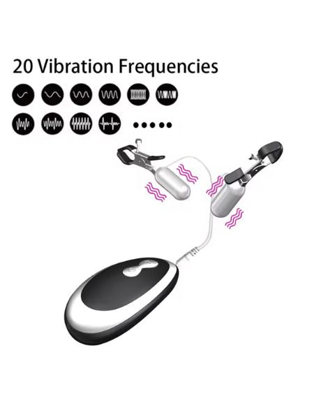 VIBRATING NIPPLE CLAMPS WITH REMOTE CONTROL - BLACK