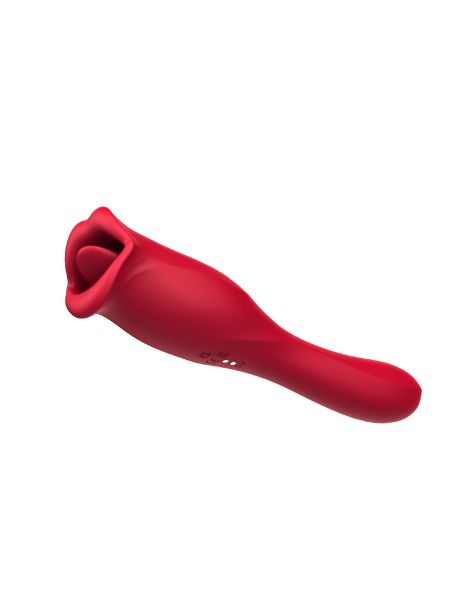 DUAL ENDED KISSING MOTION & TONGUE RECHARGEABLE SILICONE VIBRATOR - RED