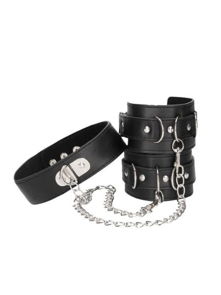 COLLAR W/ HANDCUFFS STRAPS & CHAIN