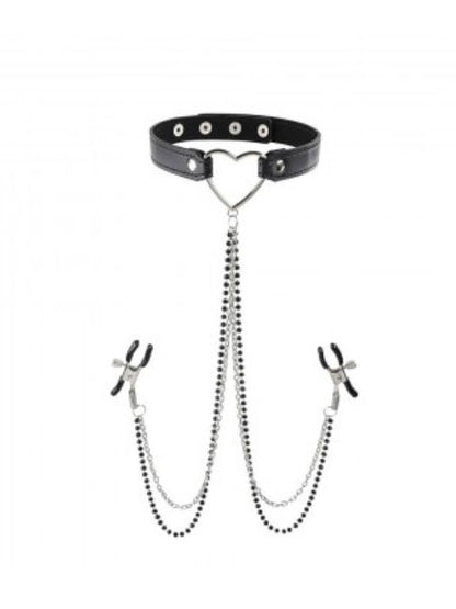 SEX & MISCHIEF AMOR COLLAR W/ NIPPLE JEWELRY