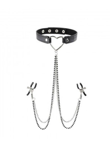 SEX & MISCHIEF AMOR COLLAR W/ NIPPLE JEWELRY