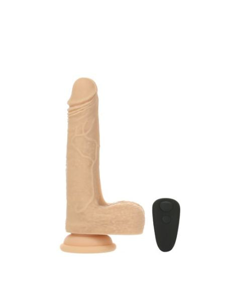 ROTATING & THRUSTING VIBRATING RECHARGEABLE SILICONE DONG - VANILLA