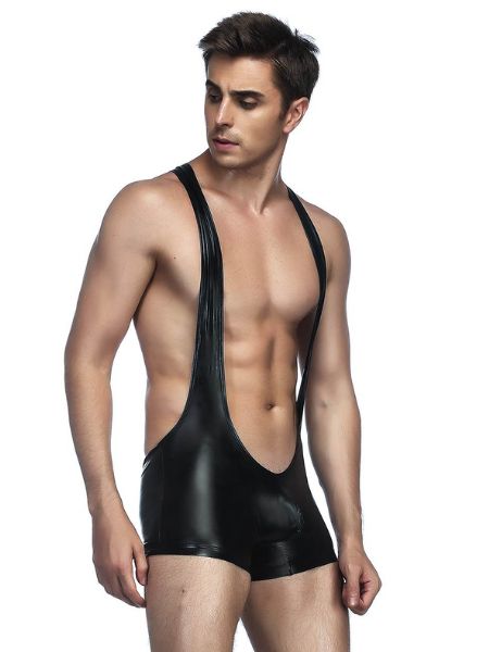 PU LEATHER MEN BODYSUIT UNDERWEAR