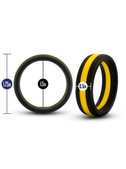 SILICONE GO PRO COCK RING - BLACK/GOLD