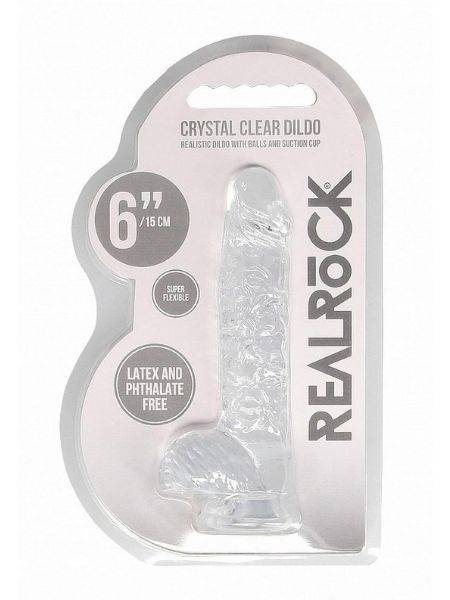 CRYSTAL CLEAR DILDO WITH BALLS 6 INCH